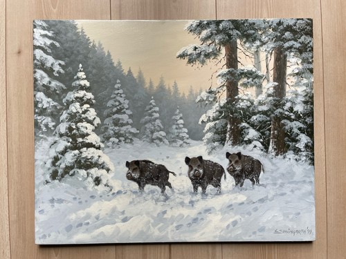 ölgemälde wildschweine von - wildschweine,